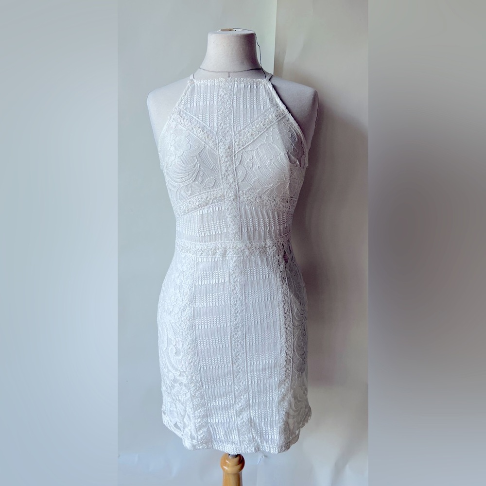 Topshop white lace mini dress